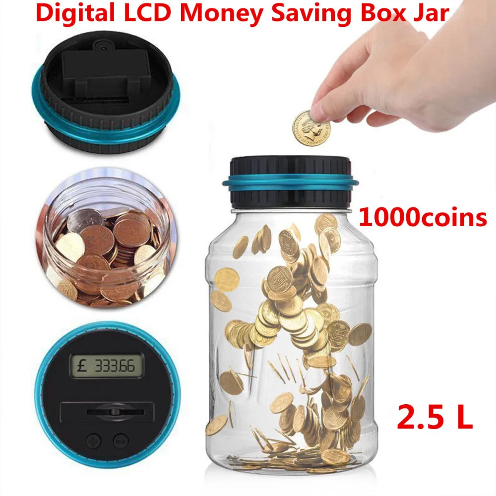 Digital Coin Bank Savings Jar Automatic Coin Counter Piggy Bank Large Capacity Money Saving Box with LCD Display