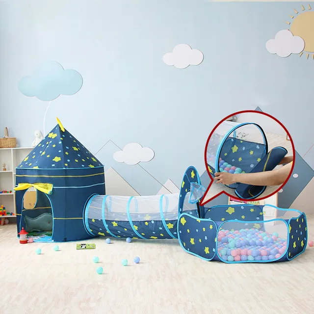 Children Tent Play House Toy Ball Pool Portable Children Tipi Tents Crawling Tunnel Pool Ball Pit House Kids Removable Tent 2