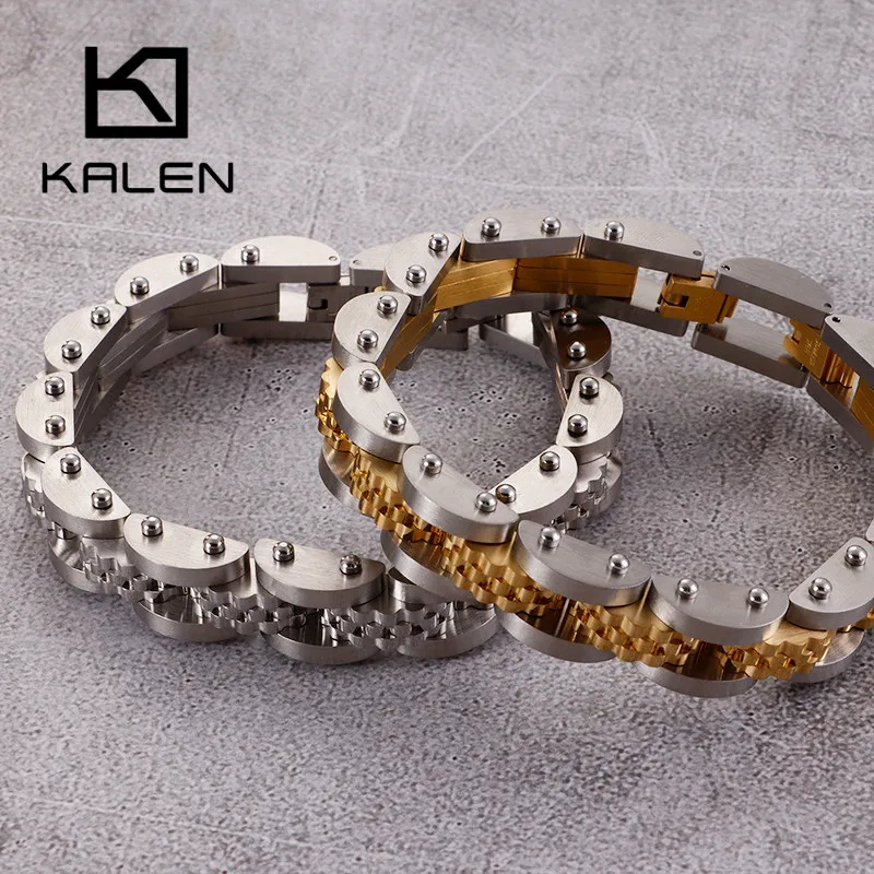 KALEN, новинка, длина 22 см, мужские браслеты, 3 цвета, нержавеющая сталь, Двойная застежка, кисточки, браслет для мужчин, хип-хоп, ювелирное изделие, подарок