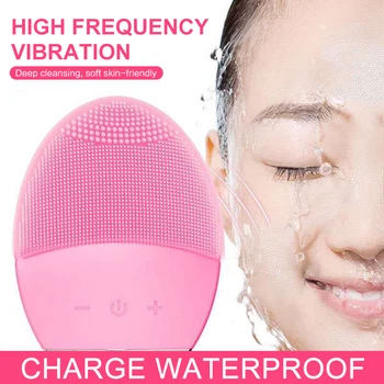 

Ultrasonic Vibration Electric Facial Cleansing Brush Blackhead Remover Cleaner Silicone Sonic Face Cleansing Brush Rechargeable