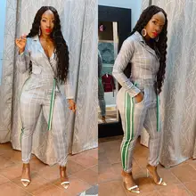 Women's Fashion Casual Striped Suit Two-piece Mature Professional Workwear Spring 2020 Women's Sexy Suit Jacket Urban Casual