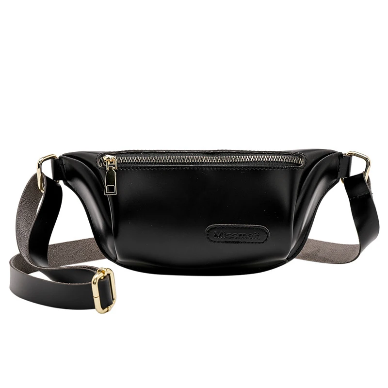 Женская поясная сумка из искусственной кожи; модная поясная сумка; женская сумка для телефона; Повседневная нагрудная сумка на молнии для девочек; дорожная сумка через плечо - Цвет: Black