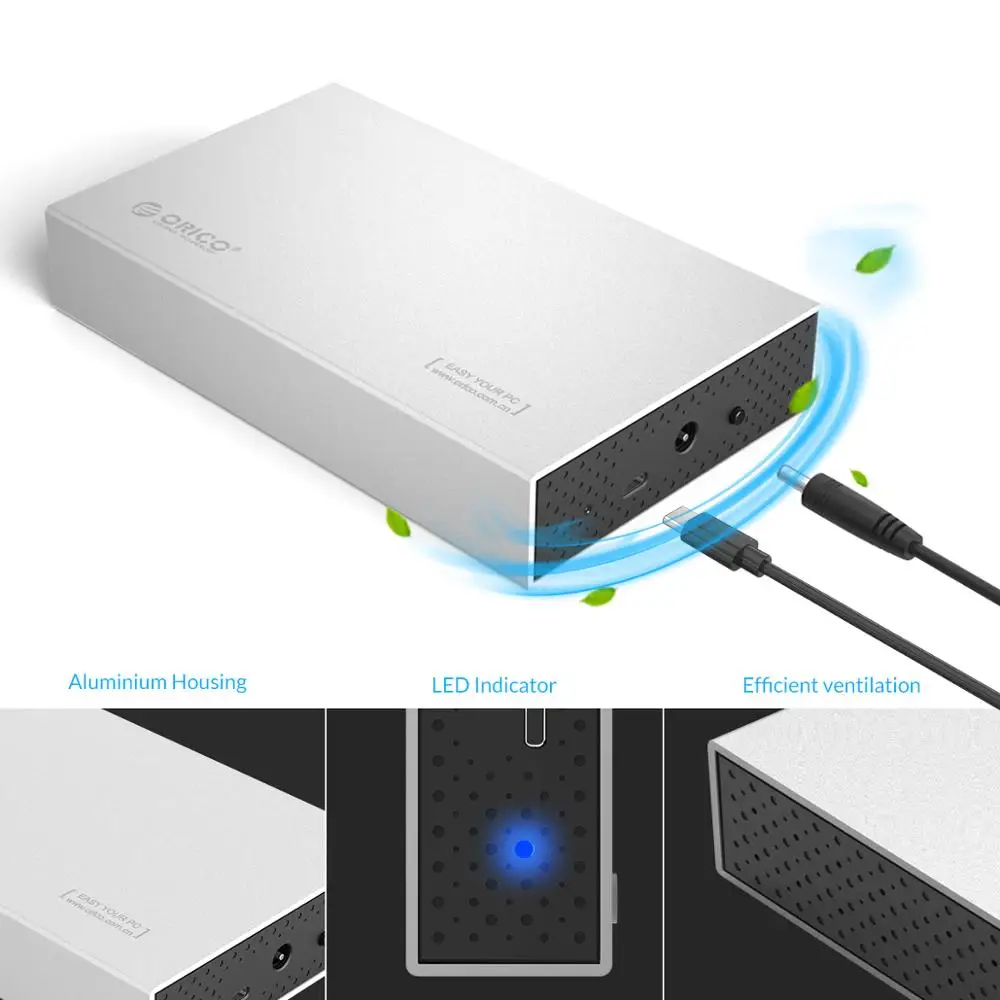 Корпус для жесткого диска ORICO 3 5 дюйма USB3.1 type C адаптер samsung коробка 10 ТБ макс.