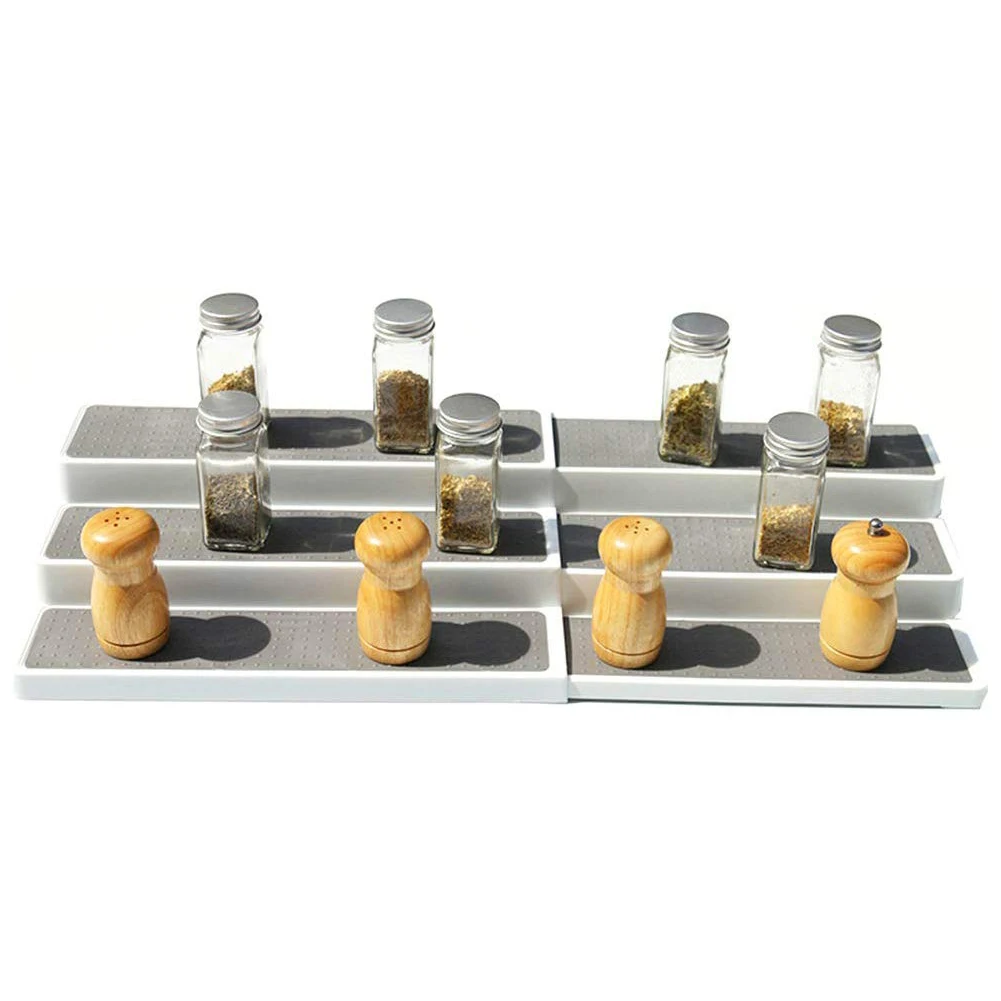 3-Tier Spice Pantry Spice Rack Expandable Step Shelf Cabinet Non Skid Kitchen Organizer Waterproof