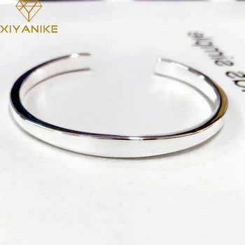 XIYANIKE 925 Sterling Silver New Fashion Glossy Solid Bracelets Bangles For Women Adjustable Handmade Charm Jewelry Gifts