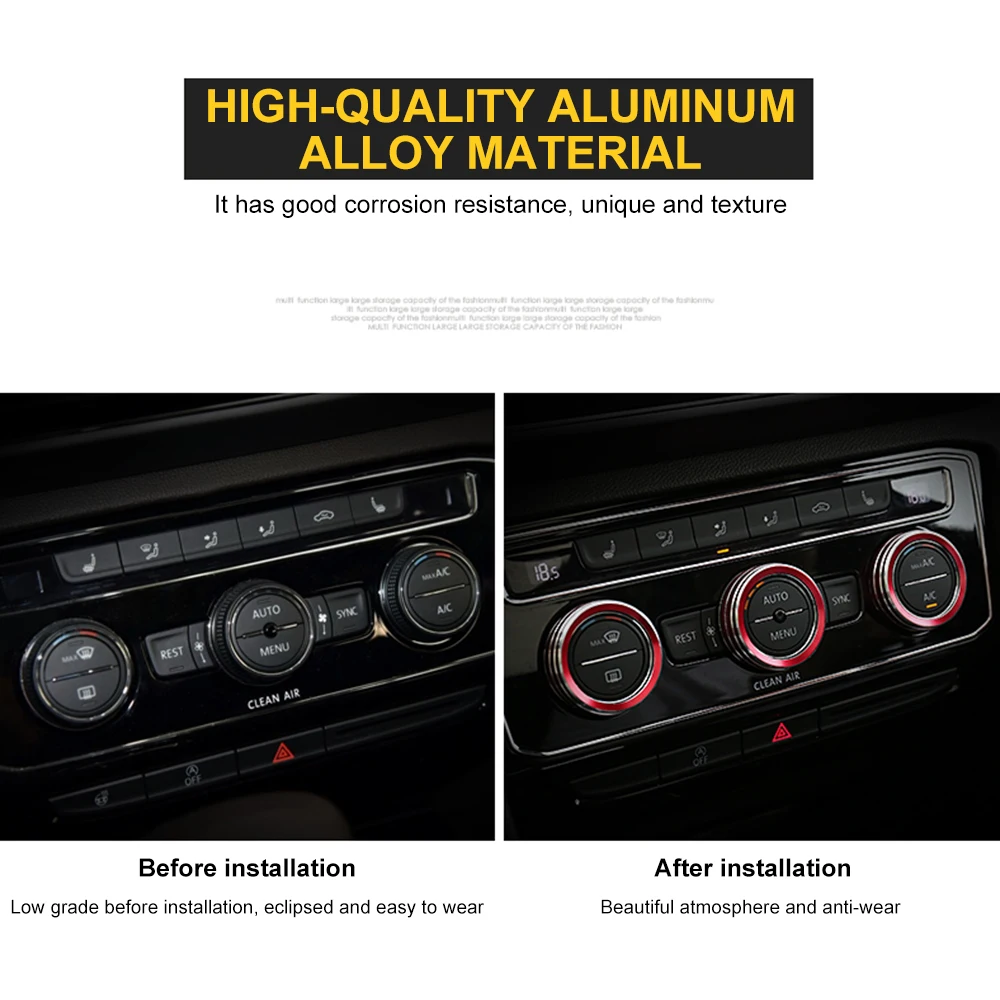Car Air Conditioner Trim 3Pcs Auto Car AC Control Ring For VW Tiguan Atlas T-roc Ateca FR Passat B8 Variant