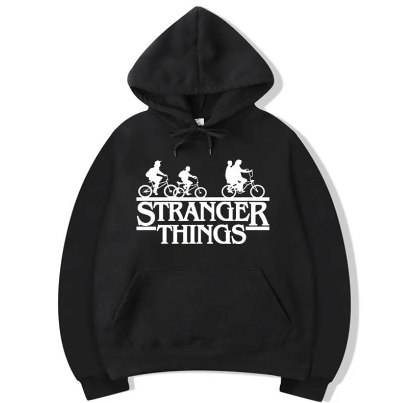 

2019 Trendy Faces Stranger Things Hooded Mens Hoodies and Sweatshirts Oversized for Autumn with Hip Hop Winter Hoodies Men Brand