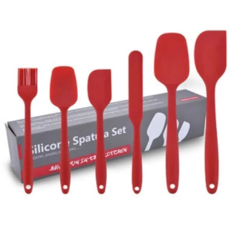 6PCs/Set Red Baking Tool Spatula Brush Set Silicone Kitchenware Cream Scraper Mixing Batter Scraper Brush Butter Bakeware Tool 6PCs/Set Red Baking Tool Spatula Brush Set Silicone Kitchenware Cream Scraper Mixing Batter Scraper Brush Butter Bakeware Tool