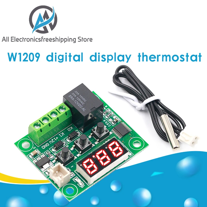 W1209 DC 12V температура отопления охлаждения Термостат Температурный контроль Переключатель Регулятор температуры термометр термо контроллер - изображение