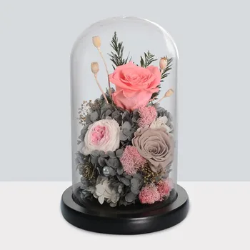 

12*22cm Black Base Glass Dome Vase Home Decoration Diameter=12cm Height=22cm Glass Cover Friend Gift Wedding Decoration