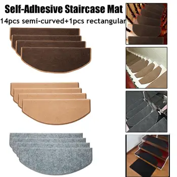 

15Pcs Self-Adhesive Staircase Mats Anti-Skid Step Rugs Safety Mute Floor Mats Safe Stair Pads for Home