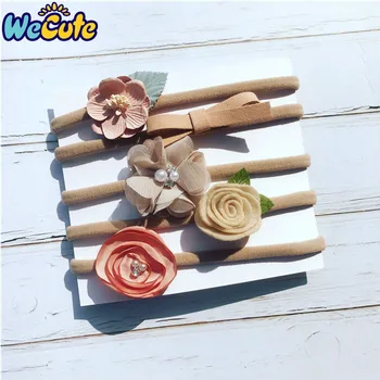 

5 Pcs/Lot Baby Headband Flower Bows Pearl Hairband Baby Girl Headwear Newborn Hair Accessories Elastic Cute Hair Band Kids Gifts