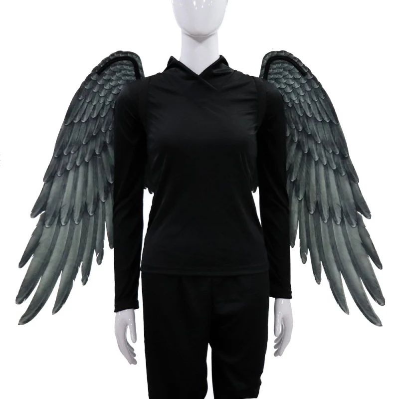 Ткань 3D Крылья Ангела Хэллоуин Ангел косплей реквизит взрослые маскарадные костюмы негабаритные черные и белые крылья тема вечерние принадлежности