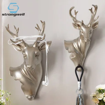

Stongwell European Animal Head Wall Coat Hook Nordic Home Deer Head Clothes Hooks Creative Wedding Wall Decoration Hanger