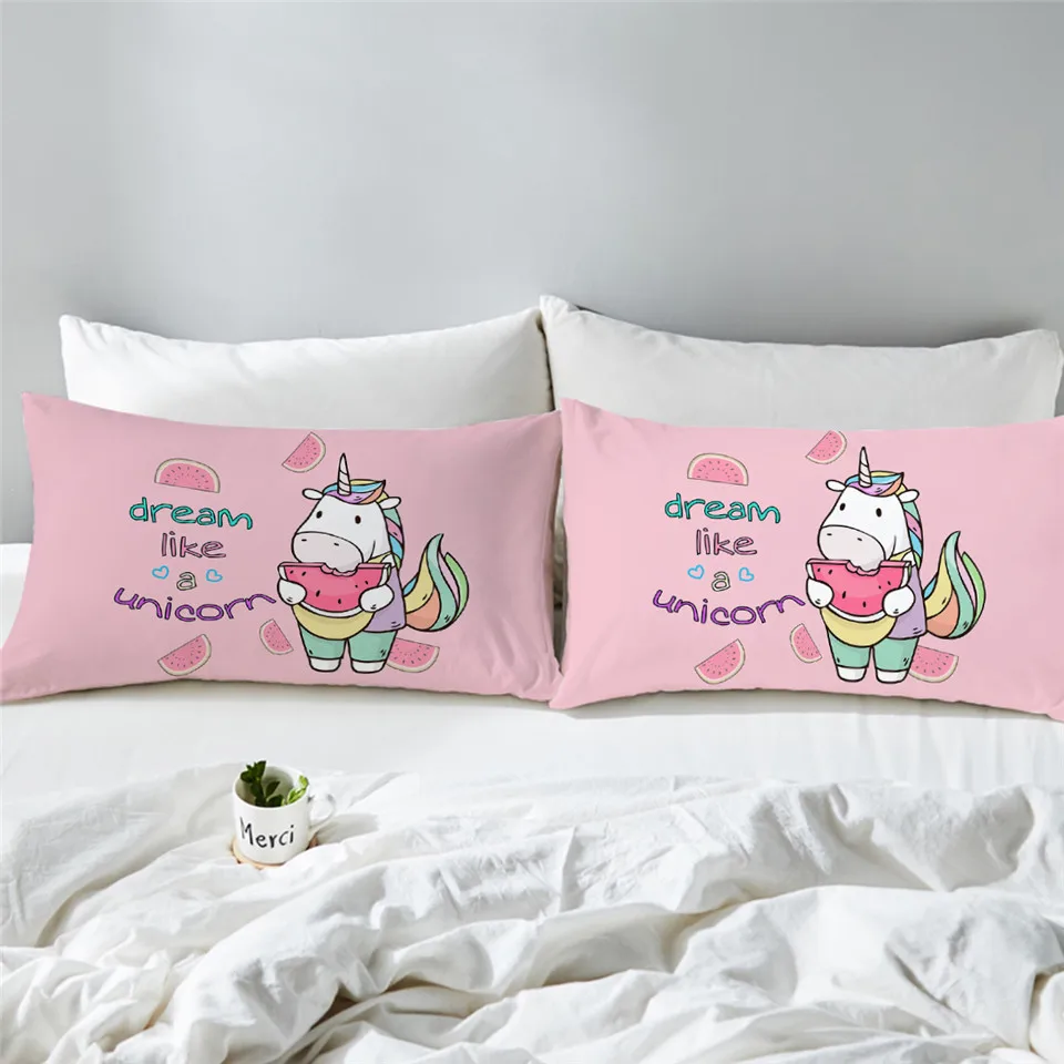 BeddingOutlet Единорог и наволочка с розой розового, голубого, зеленого цветов для Подушка Чехол Girly Цветочные Детские постельные принадлежности чехол для подушки с мультяшным принтом 50x75 см