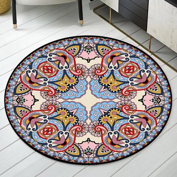 

Chinese Style Color Retro Blue Pink Decorative Pattern Ethnic-Style Living Room Bedroom Nacelle Chair Circle Mat Rug
