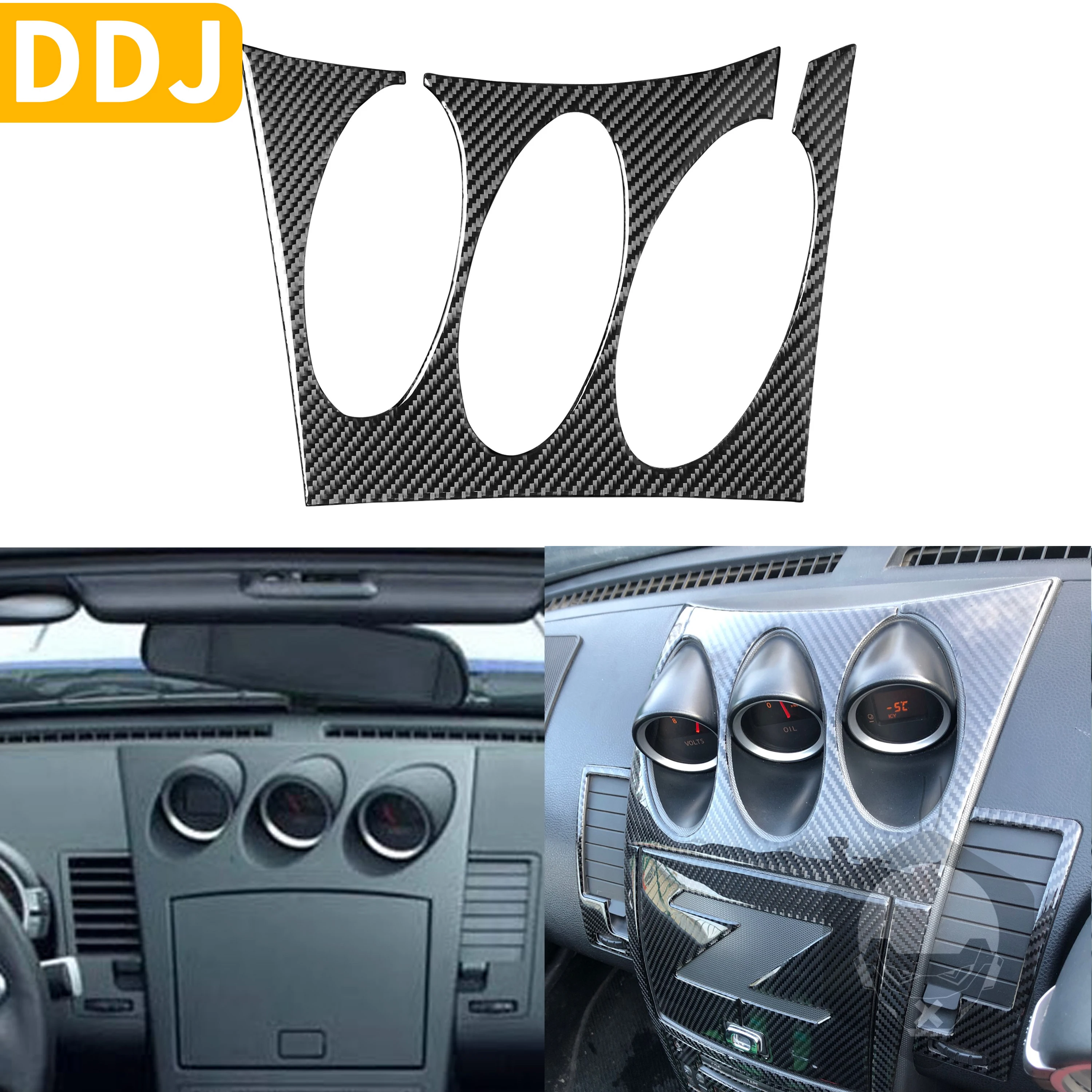 For Nissan 350Z Z33 2003-2009 Central tilt meter Frame Carbon Sticker Radio Air Console Panel Cover Modified Decor Accessories