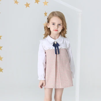 

Fashion Baby Girls Dress Princess Long Sleeve Kids Clothing Classic Autumn For Birthday Party Plaid Designed Infant Vestidos