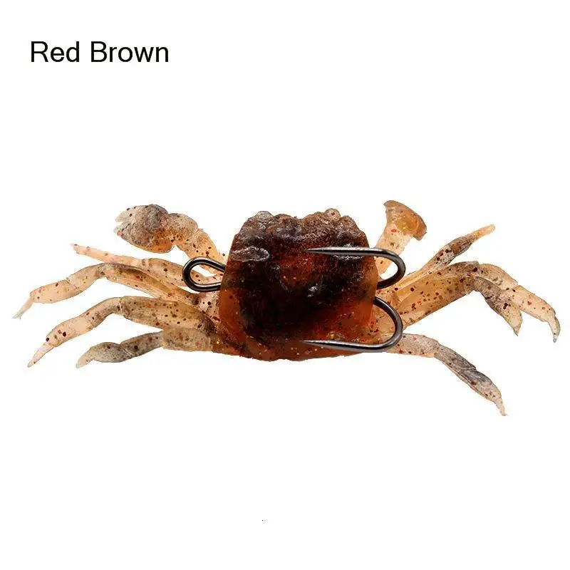 4pcs/lot Soft Lure 3d Simulation Artificial Bait 10cm False Crab Offshore Angling Fish Barbed Hook Bionics Fishing Gear pesca - Цвет: Red Brown