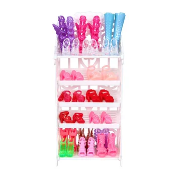 

Besegad Doll Shoes Rack Cabinet Furniture with 10 Pairs Doll Shoes Kit for Barbie Toy Children Girl Birthday Christmas Xmas Gift