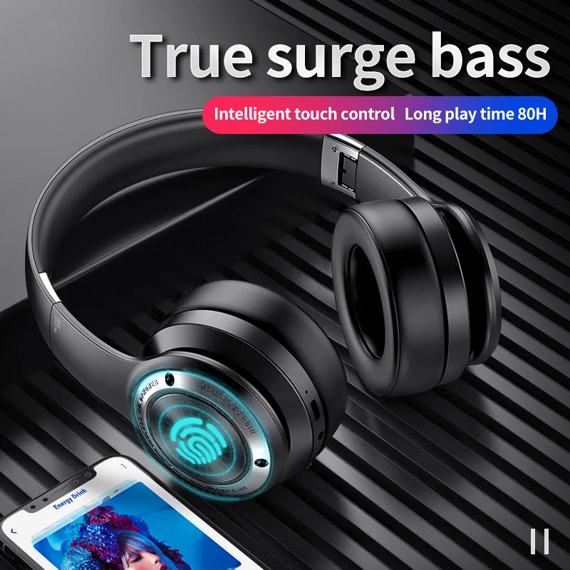 B21 Wireless Headphones Bluetooth 5.0 Headset 40H Play time Touch Control Stereo with Mic Over Earphone Support TF for phone PC