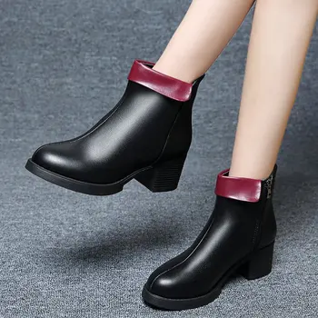 

Thick with ankle boots female 2019 new thin boots autumn small small high heels spring and autumn soft leather with a singleboot