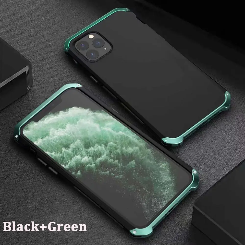 Жесткий корпус из ТПУ для iphone 11 Pro Max ультра-тонкий полный чехол противоударный металлический бампер PC задняя крышка для iphone 11 Pro роскошный Броня - Цвет: black green