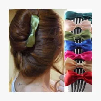 240pcs/lot DIY Multi Handwork Ribbon Hair Forks Bowknot Five Tooth Insert Combs Hair Styling Tool Hair Accessories HA600