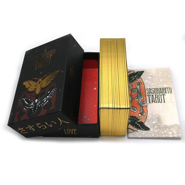 The Sasuraibito Tarot 78 Card Deck and 63-page guidebook Original Divination Gilt edge beautiful sturdy lidded box featuring 4