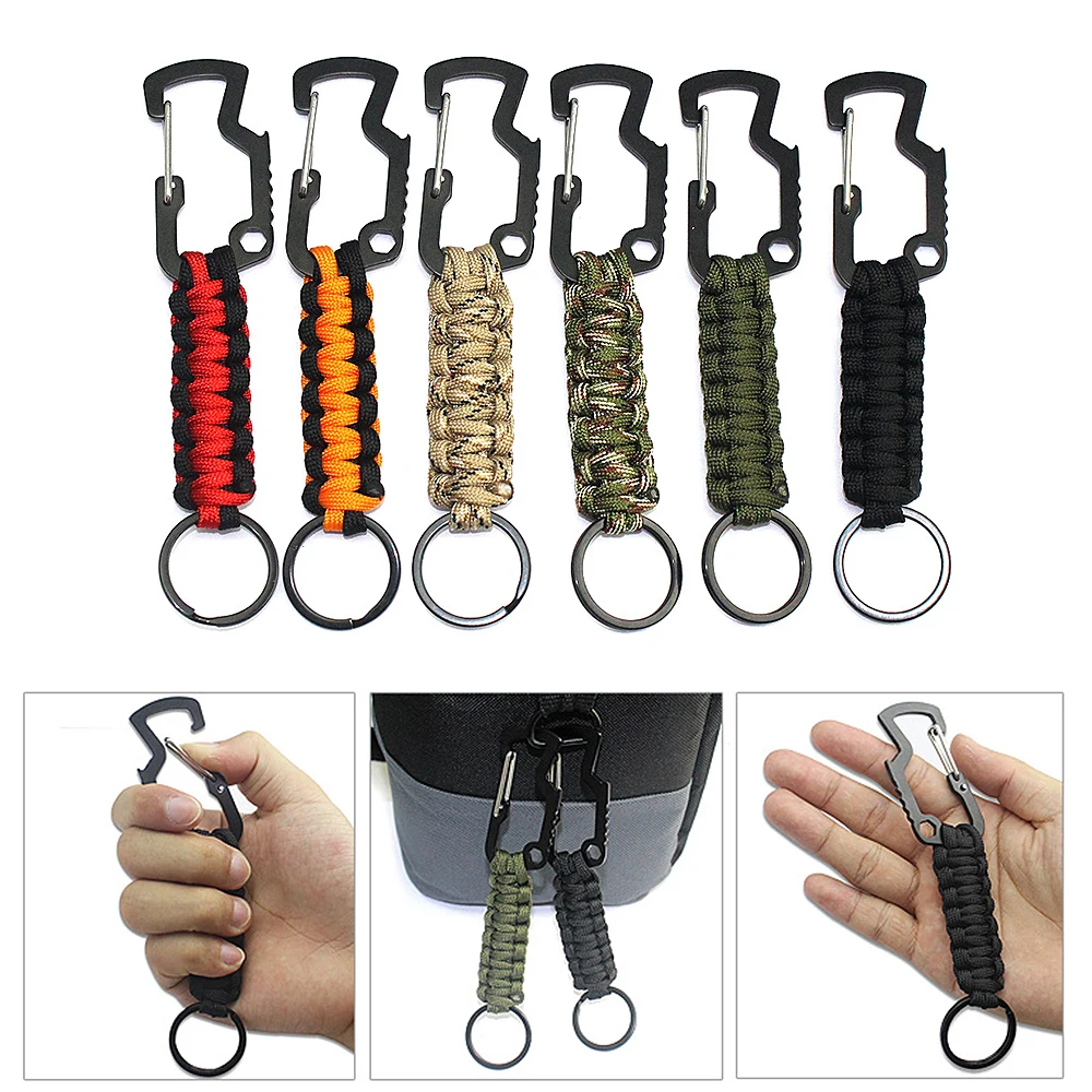

6 Pcs Outdoor Tool Paracord Braided Lanyards Set with Clips Keyring for Outdoor Survival Camping Hiking Backpack Equipment