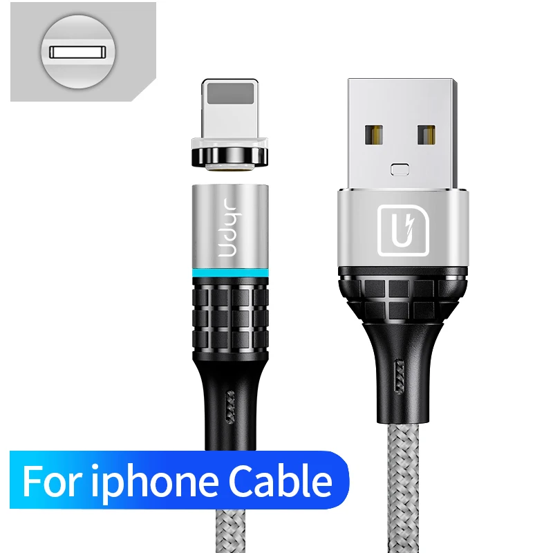 Silver IOS Cable Магнитное зарядное устройство Udyr 3 А, кабель usb type-C для iPhone, кабель для быстрой зарядки, кабель Micro USB C для xiaomi redmi note 7 pro - Цвет: Silver IOS Cable