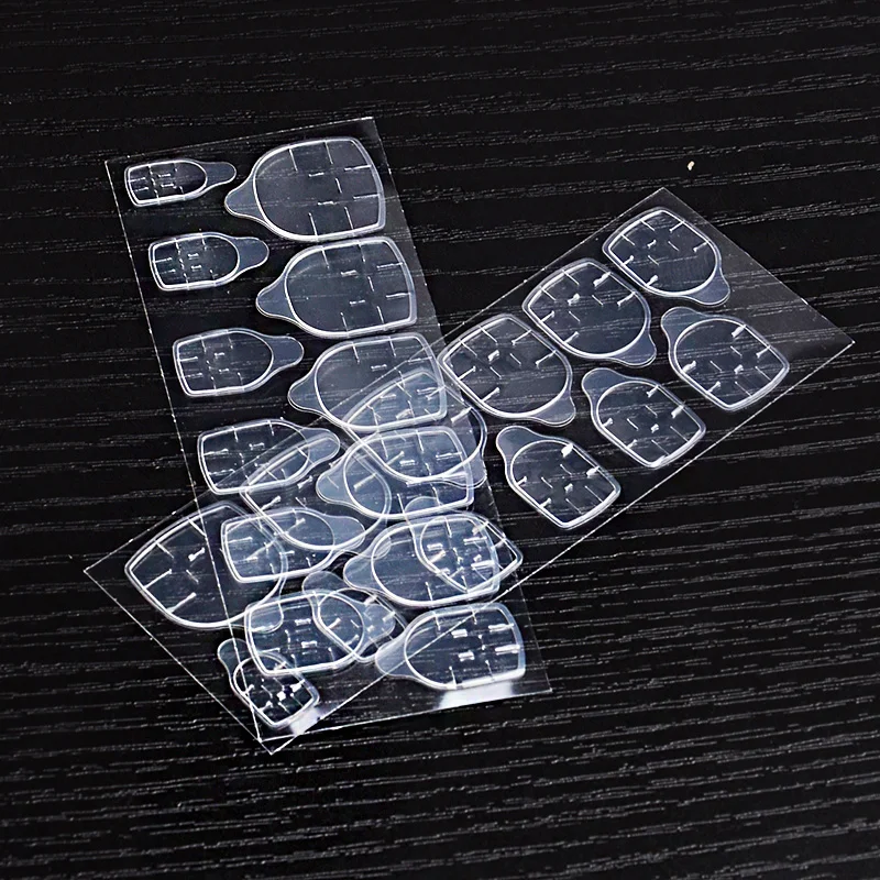 AMEIZII 5 листов поддельные ногти наклейки прозрачные двухсторонние самоклеющиеся желе Водонепроницаемый Накладные ногтей расширение Клей Инструменты