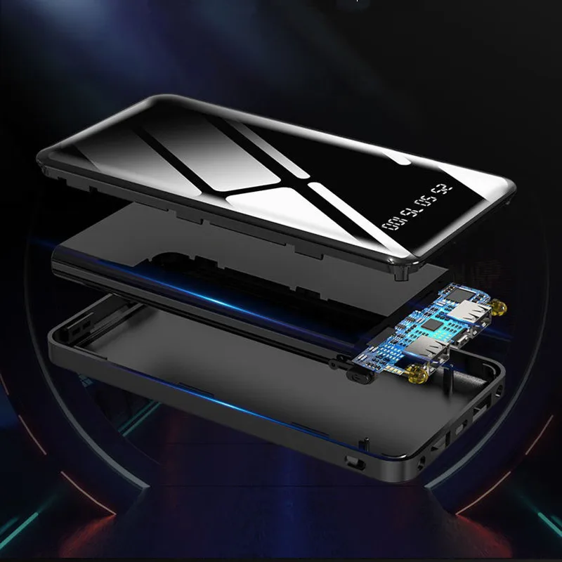 Внешний аккумулятор 30000 мА/ч для iPhone X Xiaomi Mi, внешний аккумулятор, зарядное устройство, два порта Usb, внешний аккумулятор, портативный аккумулятор
