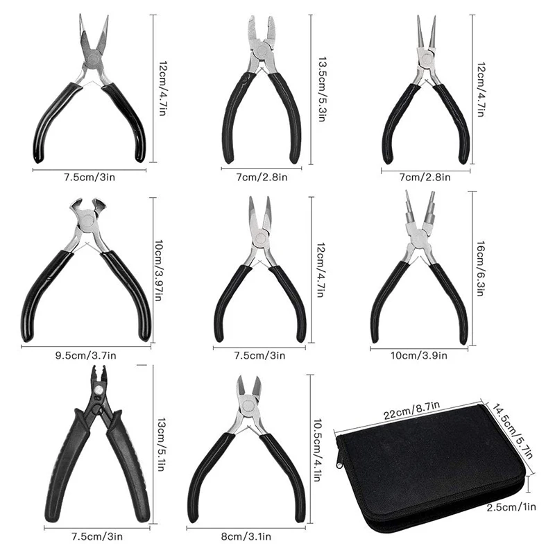 8 Pieces Jewelry Making Pliers Tool Kit, Needle Nose Pliers, Round Nose  Pliers, Nylon Jaw Pliers