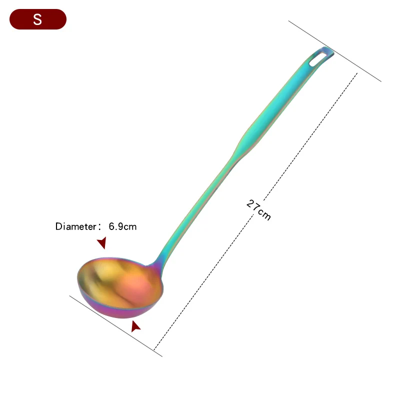 1 шт. набор с длинной ручкой радужные золотые ложки из нержавеющей стали половник ложка набор дуршлагов высококачественные суповые ложки кухонные инструменты