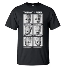 Футболка с грутом для мужчин, супер герой, сегодня, я почувствую, футболка, летние топы, короткий рукав, белые, черные, свободные футболки, для тренировок, супер герой, футболка для мужчин s