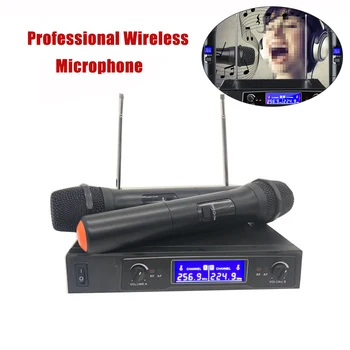 

Professional Wireless Microphone Mic System UHF 2 Channel Dual Handheld Karaoke HiFi