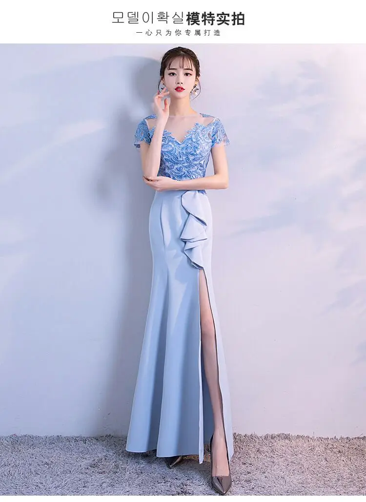 Светильник, синие Элегантные платья невесты, Vestido Largo Sirena, платья для свадьбы, длинное платье для выпускного вечера, платье для выпускного вечера Azul Royal