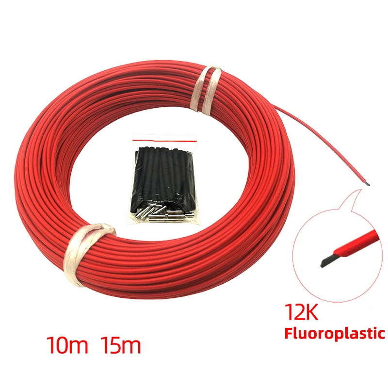 Лучшая цена 10 м 15 Minco Heat 12k 33Ohm фторпластик углеродное волокно нагревательный