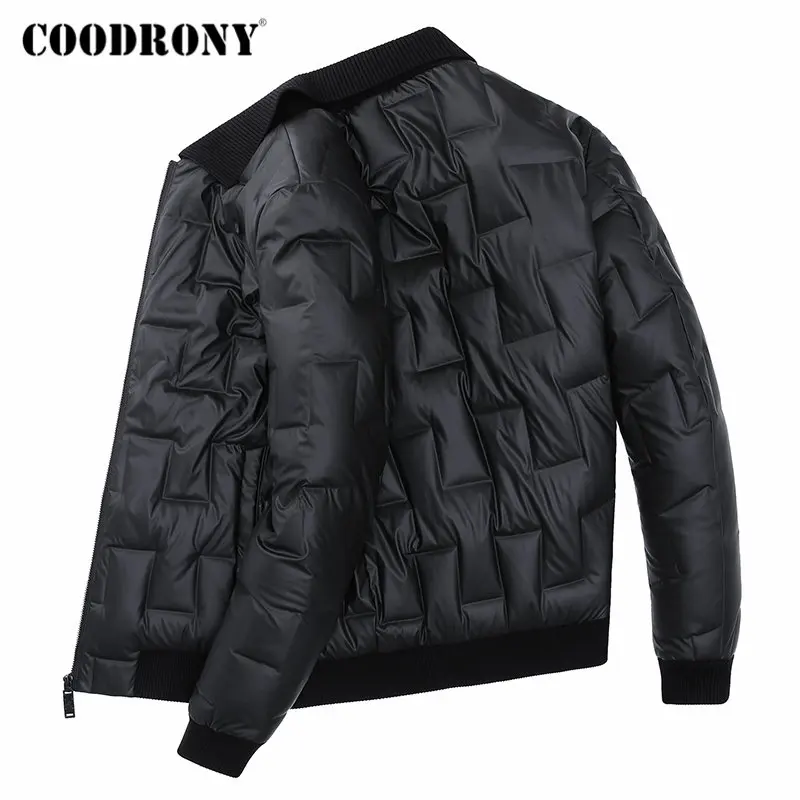 Бренд COODRONY, мужская куртка-пуховик, модное Полосатое повседневное пальто, мужская одежда, Осень-зима, толстые теплые куртки с карманами, 98028