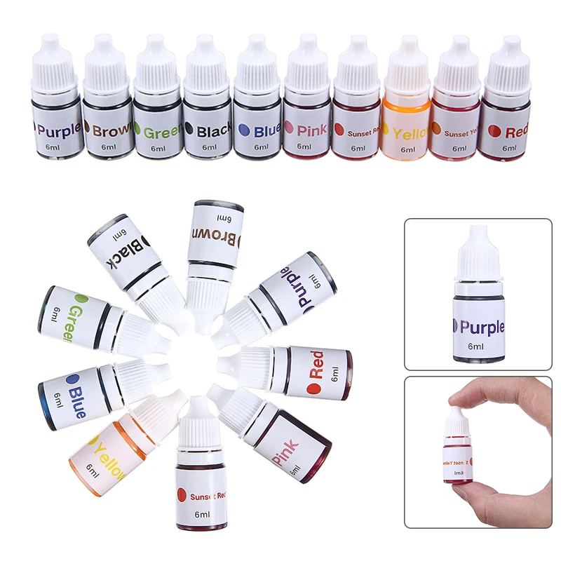 10 Colors Handmade Soap Bath Bomb Pigments 6ml Soap Pigment Dyes Manual Soap Colorant Tool Kit