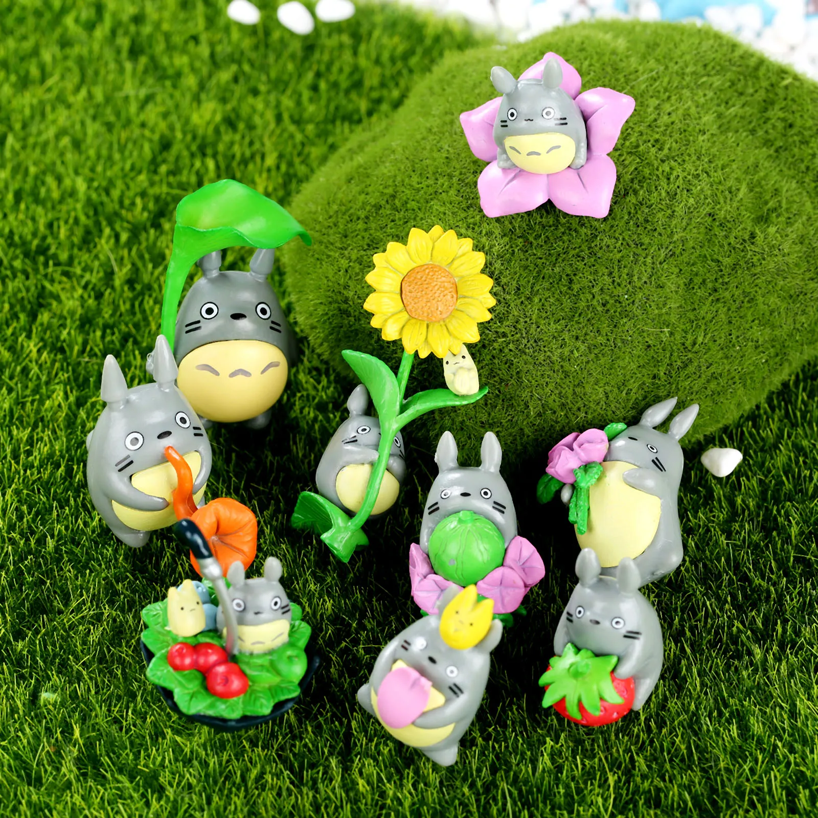 

9Pcs Anime My Neighbor Totoro Mononoke Action Figures Toys Fairy Garden Miniature Decor Figurines Terrarium Statues Ornaments