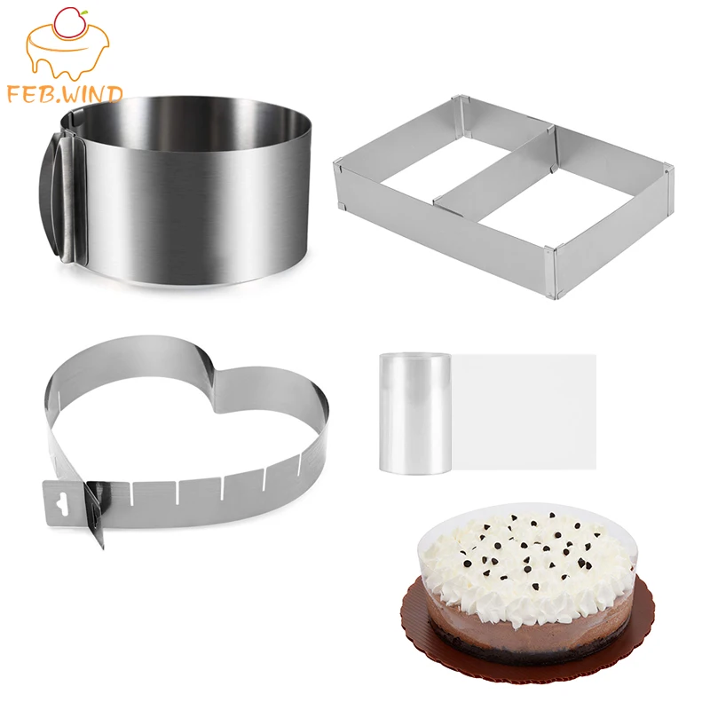 Adjustable Cake Ring Heart/Square/Round Cake Ring Stainless Cheese