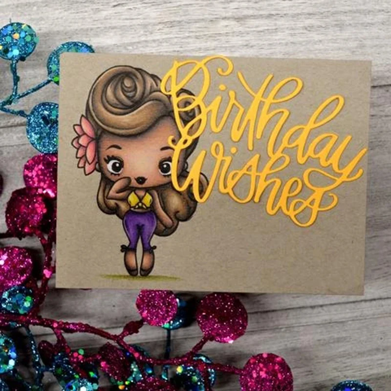 Новинка 2019 металлические Вырубные штампы с надписью желаний на день рождения фон