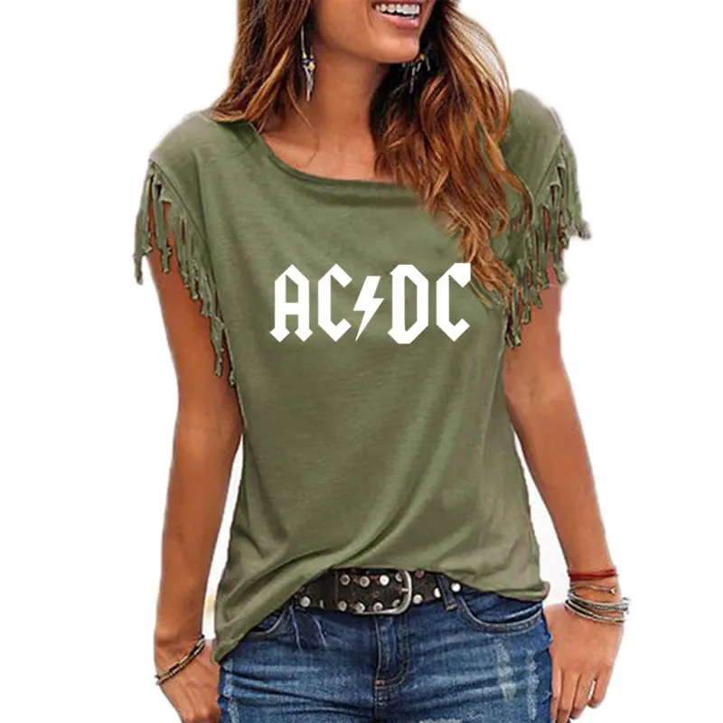ACDC Women's Printed T-Shirt Graphic Tshirts Hip Hop Rap Music Short Sleeve Tops Tee Shirt - Цвет: 13