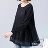Lace Blouse Plus size Tunic Women Long sleeve Shirt Splice Elegant Ladies Casual Ruffle Top Red Black ► Photo 3/6