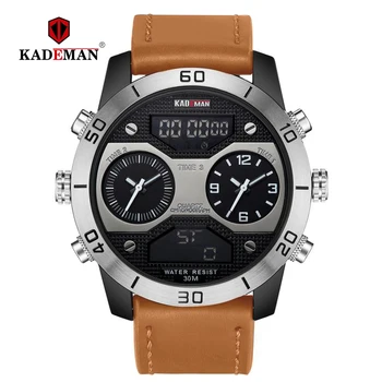 

Top Luxury Dual Display Men Watch KADEMAN Top Brand Digital Analog Waterproof Wristwatch Big Dial Male Military Clock Relogio