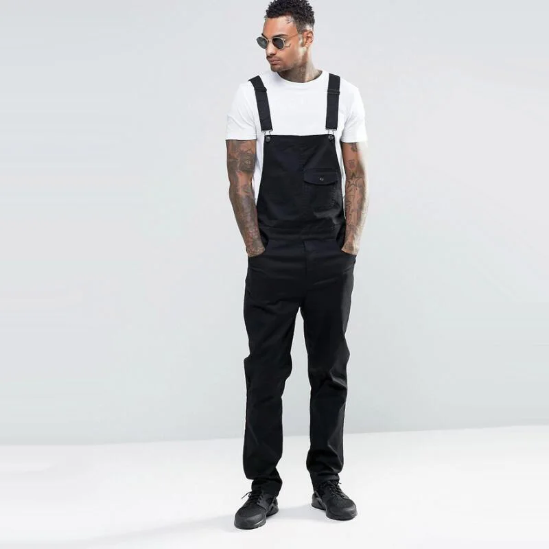 Men White Jeans Jumpsuits Autumn Casual Loose Sleeveless Denim Bib Overalls for Man Slim Suspender Black Pants | Мужская одежда