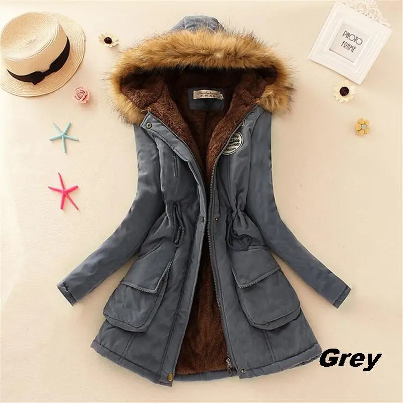 Женские парки, Женское зимнее пальто, утепленная хлопковая зимняя куртка, женская верхняя одежда, парки для женщин, зимняя Y14 - Цвет: Grey