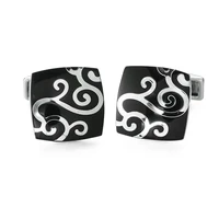 High quality French shirt cufflinks Black Red White Enamel Cuff Links Men's tie clip Cuff Links Jewelry gifts for successful men 3